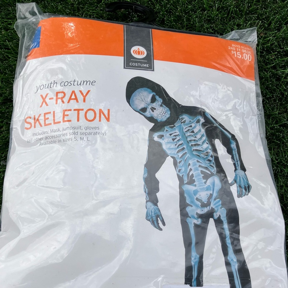 X-Ray Skeleton Youth Costume - Black and Blue size Large 10-12